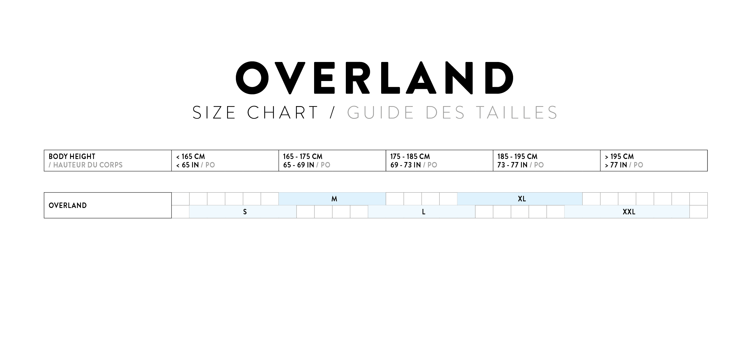 Size Chart for Scott Overland 20 Bike