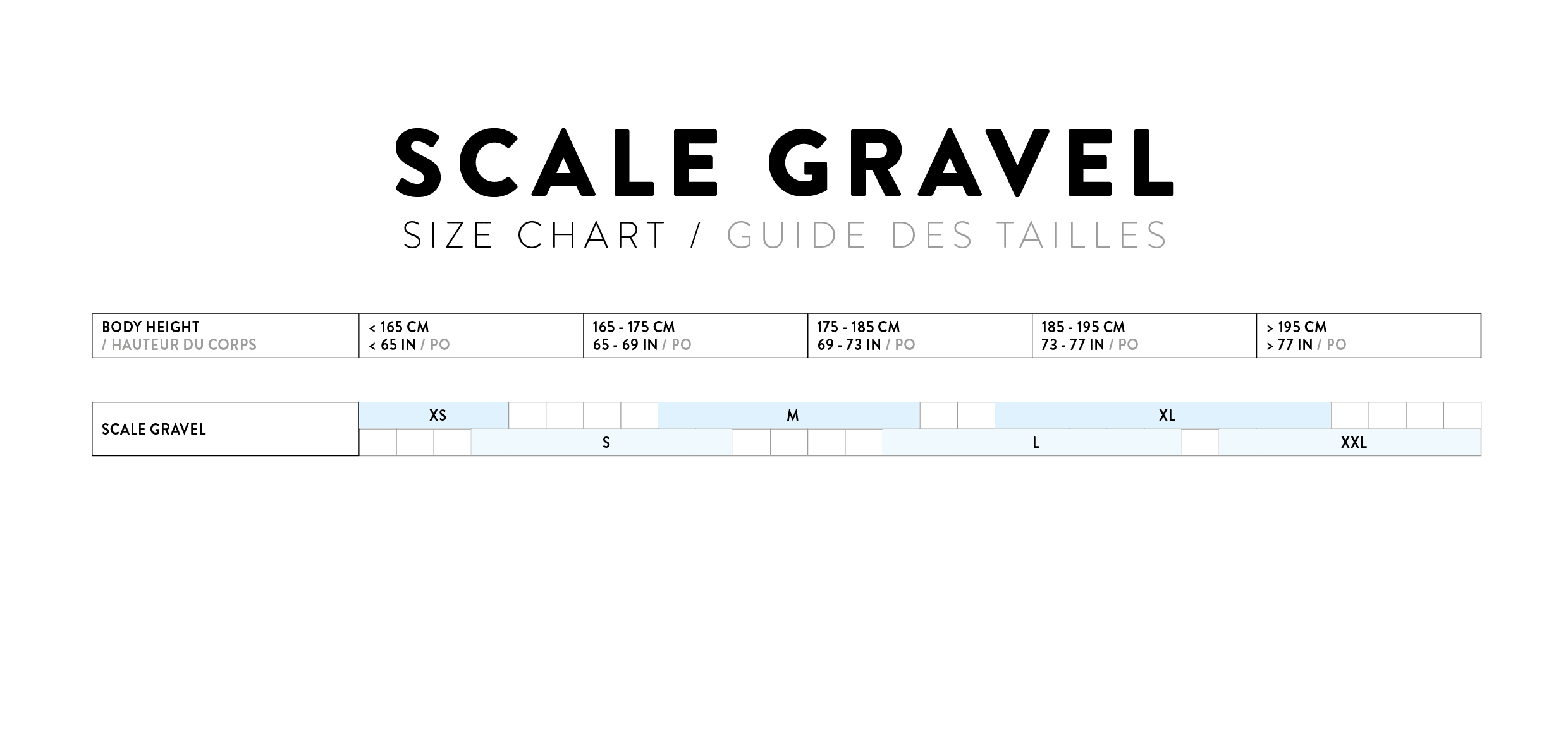 Size Chart for Scott Scale Gravel 10 Bike