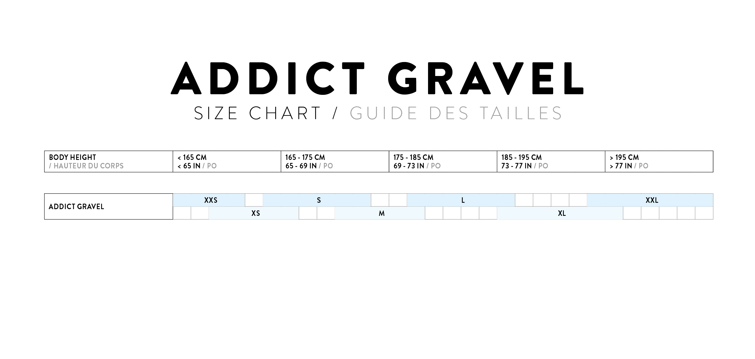 Size Chart for Scott Addict Gravel Premium Bike