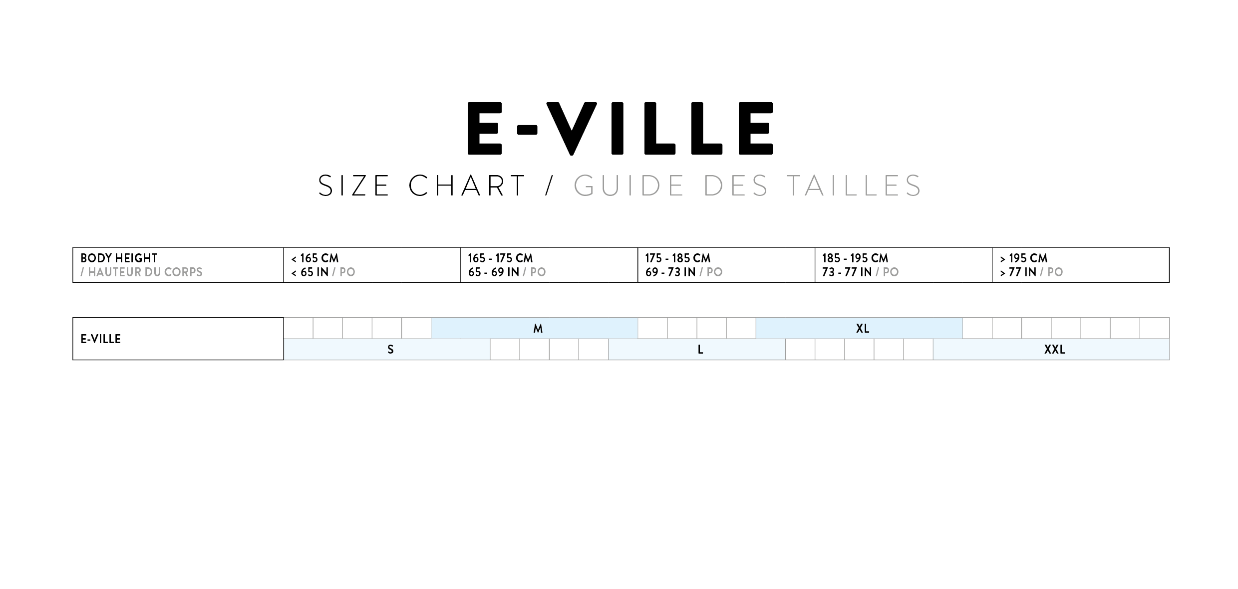 Size Chart for Scott E-Ville 10 SUV Bike