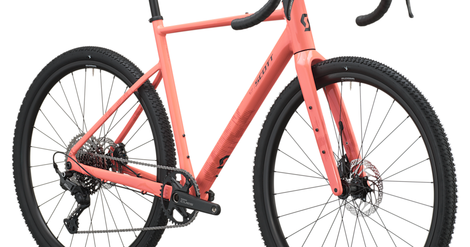 Scott Speedster Gravel 40 Peach Pink internal cable routing and Syncros cockpit