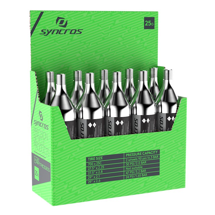 Paquete de 10 cartuchos de CO2 SYNCROS de 25 g