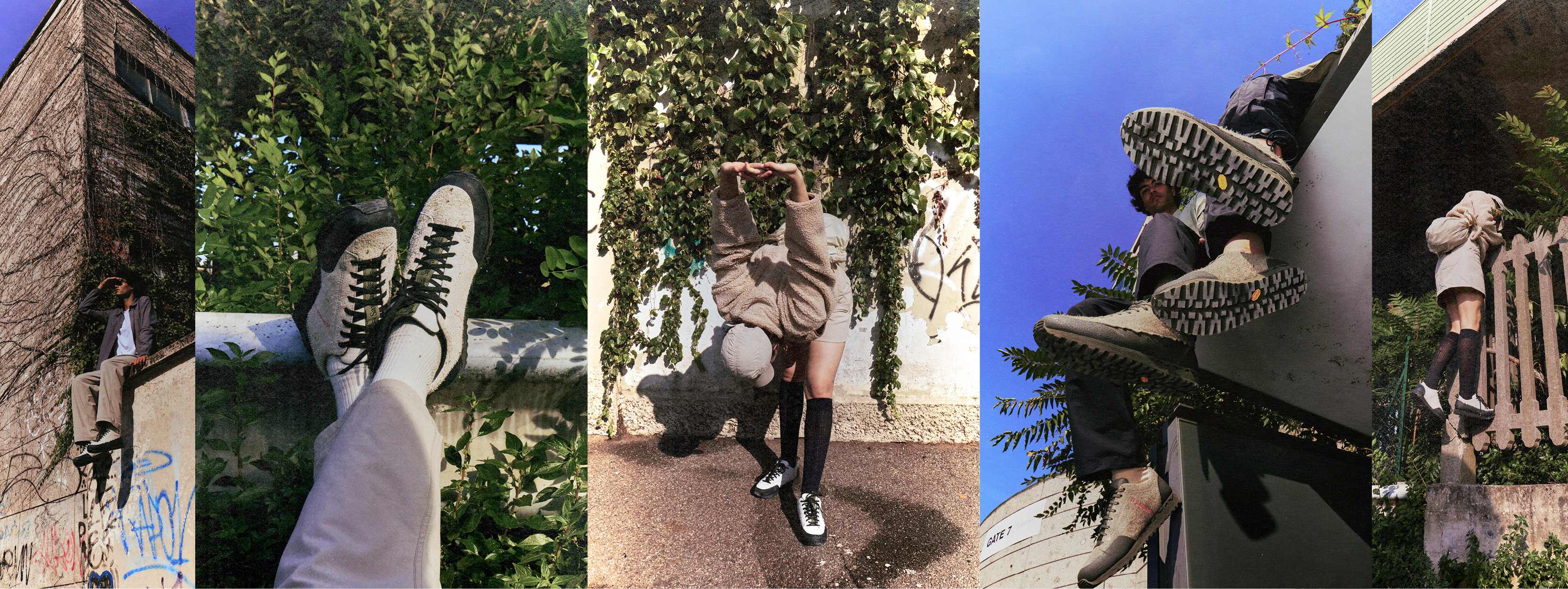 A moodboard collage showing Saxifraga 3.0 collection details in lifestyle and urban contexts.
