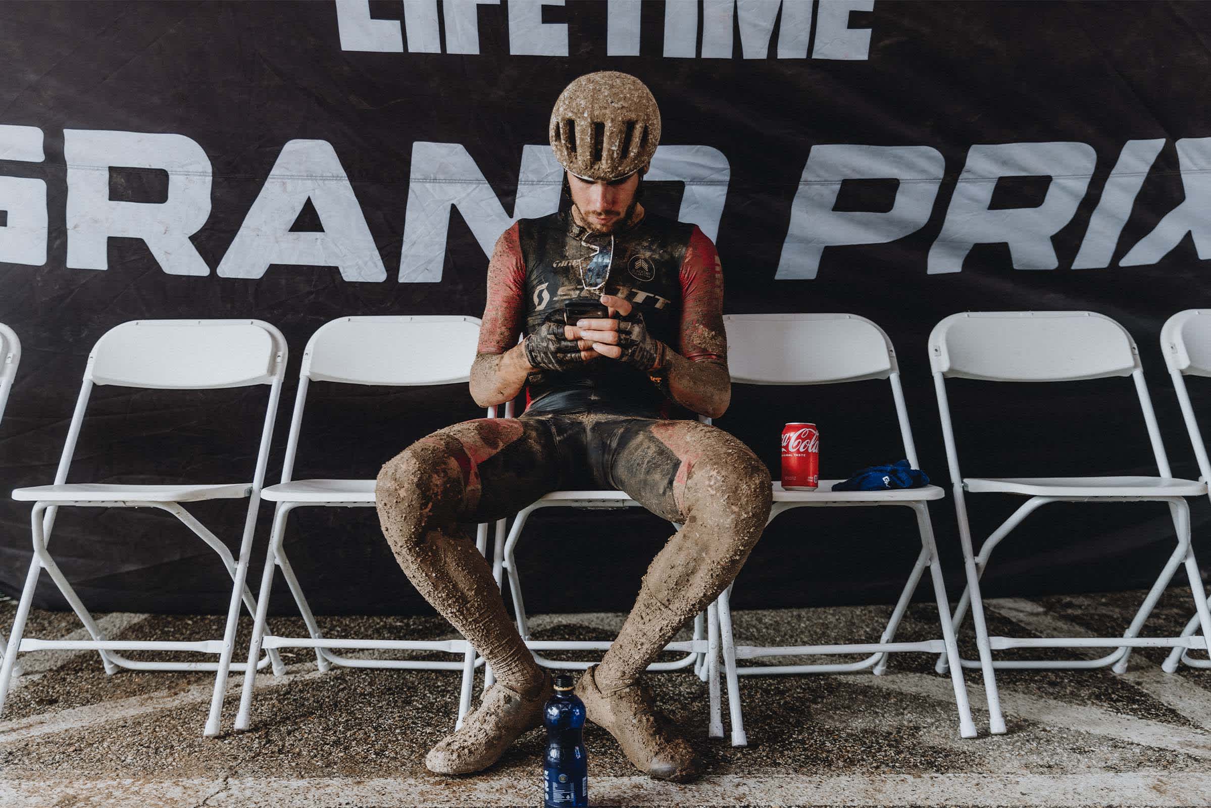 Matt Wilson racing through mud